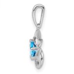 Sterling Silver Rhodium-plated Floral Blue Topaz Pendant - Image 2