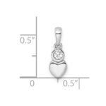 Sterling Silver Rhodium-plated Polished White Topaz Heart Pendant - Image 3