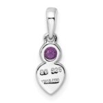 Sterling Silver Rhodium-plated Polished Amethyst Heart Pendant - Image 4