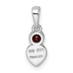 Sterling Silver Rhodium-plated Polished Garnet Heart Pendant - Image 4