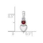 Sterling Silver Rhodium-plated Polished Garnet Heart Pendant - Image 3