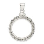 Wideband Distinguished Coin Jewelry Sterling Silver Polished Rope 21.1 x 2.0mm $0.05 Screw Top Coin Bezel Pendant - Image 3
