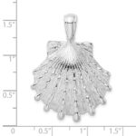 De-Ani Sterling Silver Rhodium-Plated Polished and Textured Lions Paw Shell Pendant - Image 4