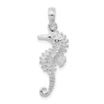 De-Ani Sterling Silver Rhodium-Plated Polished and Textured 3D Seahorse Pendant - Image 3