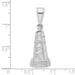 De-Ani Sterling Silver Rhodium-Plated Polished and Textured Lighthouse Pendant - Image 4