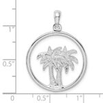 De-Ani Sterling Silver Rhodium-Plated Polished Double Palm Tree Circle Pendant - Image 4