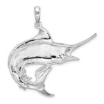De-Ani Sterling Silver Rhodium-Plated Polished and Textured Marlin Fish Pendant - Image 3