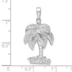 De-Ani Sterling Silver Rhodium-Plated Polished and Textured Palm Tree Pendant - Image 4