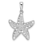 De-Ani Sterling Silver Rhodium-Plated Polished Cut-Out Starfish Pendant - Image 3