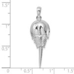 De-Ani Sterling Silver Rhodium-Plated Polished Moving Tail Horse Shoe Crab Pendant - Image 4