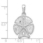 De-Ani Sterling Silver Rhodium-Plated Polished and Textured Sand Dollar Pendant - Image 4