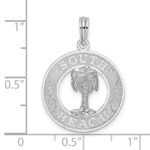 De-Ani Sterling Silver Rhodium-Plated Polished and Textured South Beach Palm Tree Pendant - Image 4