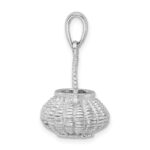 De-Ani Sterling Silver Rhodium-Plated 3D Flower Basket Moveable Handle Pendant - Image 2