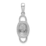 De-Ani Sterling Silver Rhodium-Plated Polished 3D Double Handle Basket Pendant