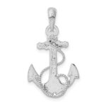 De-Ani Sterling Silver Rhodium-Plated Polished and Textured Anchor with Rope Pendant - Image 3