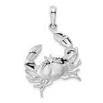De-Ani Sterling Silver Rhodium-Plated Polished Stone Crab Pendant