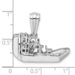 De-Ani Sterling Silver Rhodium-Plated Polished 3D Air Boat Pendant - Image 5