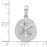De-Ani Sterling Silver Rhodium-Plated Polished and Textured Small Sand Dollar Pendant - Image 4