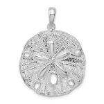 De-Ani Sterling Silver Rhodium-Plated Polished and Textured Sand Dollar Pendant