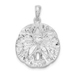 De-Ani Sterling Silver Rhodium-Plated Polished and Textured Sand Dollar Pendant - Image 3