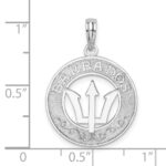 De-Ani Sterling Silver Rhodium-Plated Polished Barbados with Trident Circle Pendant - Image 4
