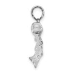 De-Ani Sterling Silver Rhodium-Plated Polished Bass Fish Curved Tail Pendant - Image 2