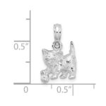 De-Ani Sterling Silver Rhodium-Plated Polished Cat with Ball Pendant - Image 4