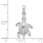 De-Ani Sterling Silver Rhodium-Plated Polished and Textured Turtle Pendant - Image 4