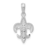 De-Ani Sterling Silver Rhodium-Plated Polished Fleur de lis Pendant - Image 3