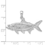 De-Ani Sterling Silver Rhodium-Plated Polished 3D Oxeye Tarpon Fish Pendant - Image 4