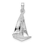 De-Ani Sterling Silver Rhodium-Plated Polished 3D Sailboat Pendant - Image 3