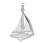 De-Ani Sterling Silver Rhodium-Plated Polished Sailboat Pendant