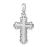 De-Ani Sterling Silver Rhodium-plated Polished Lace Trim Cross Pendant