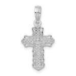 De-Ani Sterling Silver Rhodium-plated Polished Lace Trim Cross Pendant - Image 3