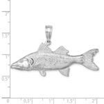 De-Ani Sterling Silver Rhodium-Plated Polished 3D Snook Fish Pendant - Image 3