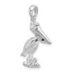 De-Ani Sterling Silver Rhodium-Plated 3D Standing Moveable Mouth Pelican Pendant - Image 5