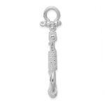 De-Ani Sterling Silver Rhodium-Plated Polished Anchor with Rope Pendant - Image 2