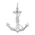 De-Ani Sterling Silver Rhodium-Plated Polished Anchor with Rope Pendant - Image 4