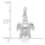 De-Ani Sterling Silver Rhodium-Plated Polished Sea Turtle Pendant - Image 3