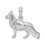 De-Ani Sterling Silver Rhodium-Plated Textured 3D German Shepherd Pendant - Image 4