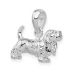 De-Ani Sterling Silver Rhodium-Plated Textured 3D Basset Hound Pendant - Image 5