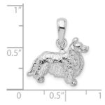 De-Ani Sterling Silver Rhodium-Plated Textured 3D Shetland Sheepdog Pendant - Image 3