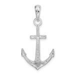 De-Ani Sterling Silver Rhodium-Plated Polished Anchor Pendant - Image 4