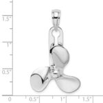 De-Ani Sterling Silver Rhodium-Plated Polished Moveable 3D Propeller Pendant - Image 3