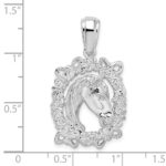 De-Ani Sterling Silver Rhodium-Plated Polished Horse Head in Wreath Pendant - Image 3