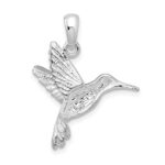 De-Ani Sterling Silver Rhodium-Plated Polished Hummingbird Pendant - Image 4