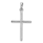 De-Ani Sterling Silver Rhodium-Plated 3D Cylinder with Beveled Ends Cross Pendant - Image 3