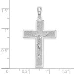 De-Ani Sterling Silver Rhodium-Plated Textured Latin Crucifix Pendant - Image 3
