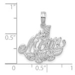 De-Ani Sterling Silver Rhodium-plated Polished #1 Mom with Flower Pendant - Image 3
