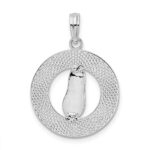 De-Ani Sterling Silver Rhodium-Plated Pentwater Michigan Circle with Flip Flop Pendant - Image 4